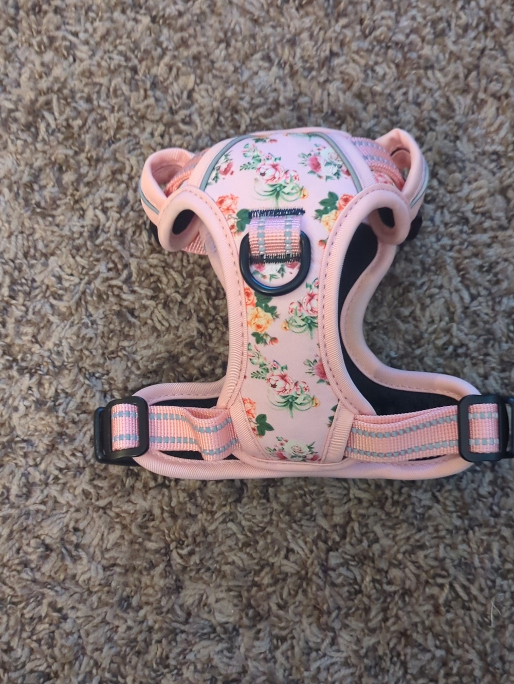 Pink Floral Dog Harness with D-Ring